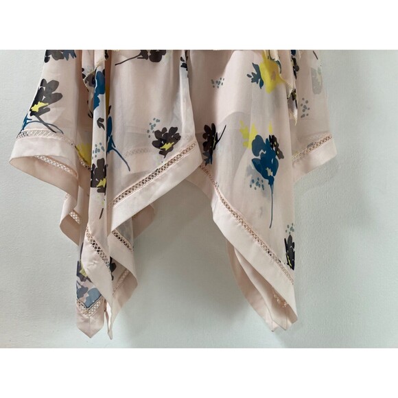 Self-Portrait Blush- Pink Asymmetric Graphic Floral Print Dress Size 6 NWOT - Picture 5 of 12